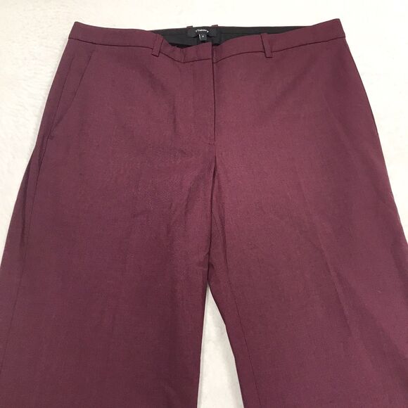 THEORY Demitria 2 Pant Women 8 (32x36) Burgundy Wide Leg Flare Wool Trouser - Picture 3 of 12
